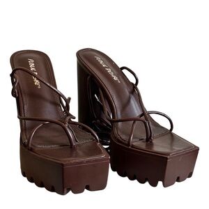 Certified Choc Chunky Platform Lace Up Heels